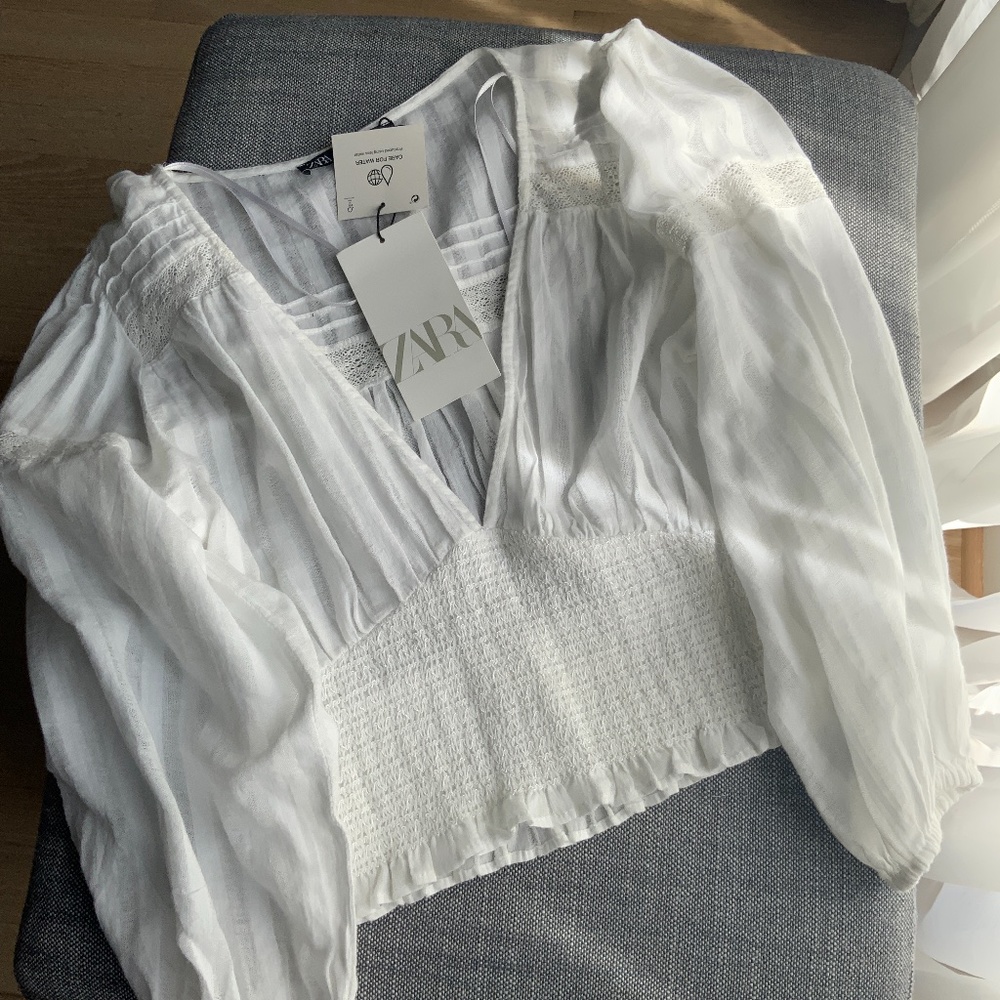 Zara Crop Top White - Size S